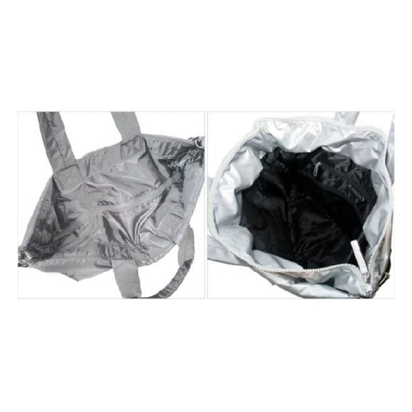 S Michael Kors Rae Silver Nylon Extra Large Tote Purse 35H1S5RT3I Bag NWT $368 - Picture 4 of 6